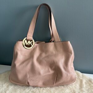 Michael Kors Fulton East West Dusty Rose Pebbled  Leather Bag